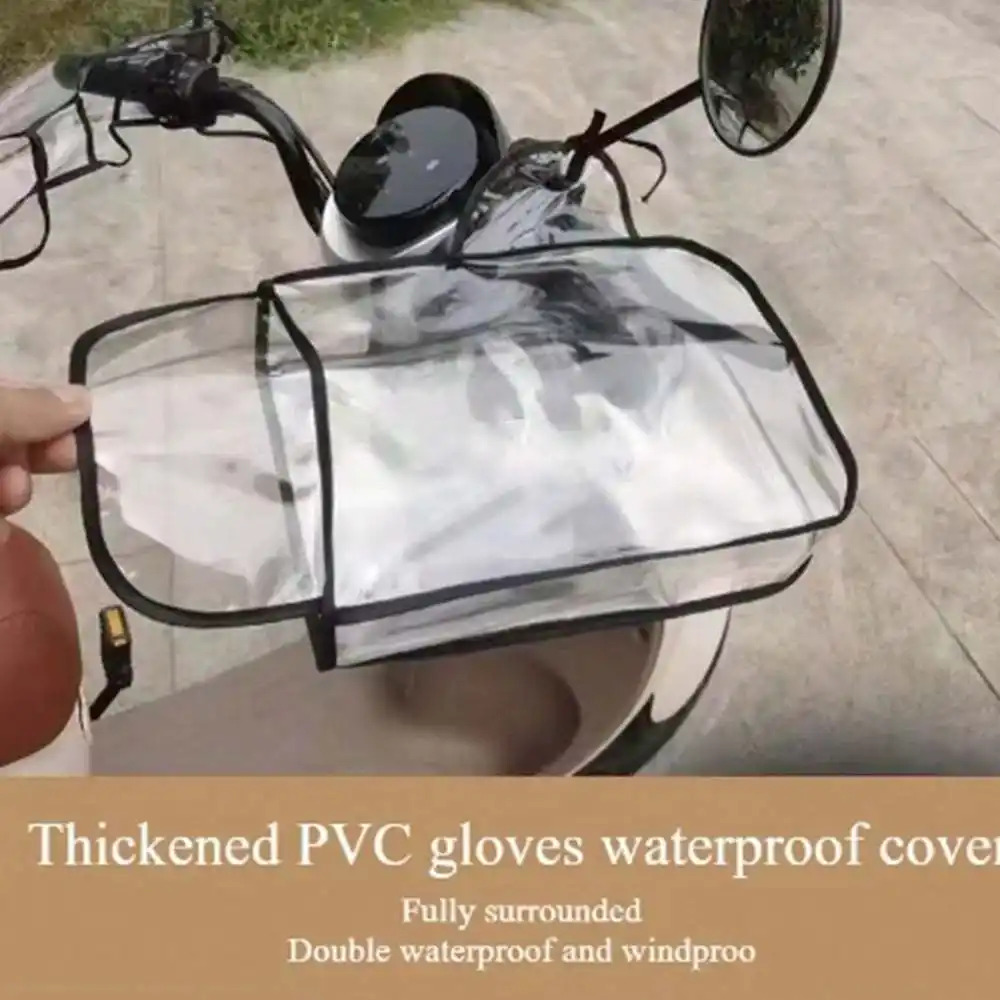 Motorcycle Gear Gloves - ถุงมือจับแฮนด์จักรยานไฟฟ้าแบบใส 1 คู่ ทำจาก PVC กันลม