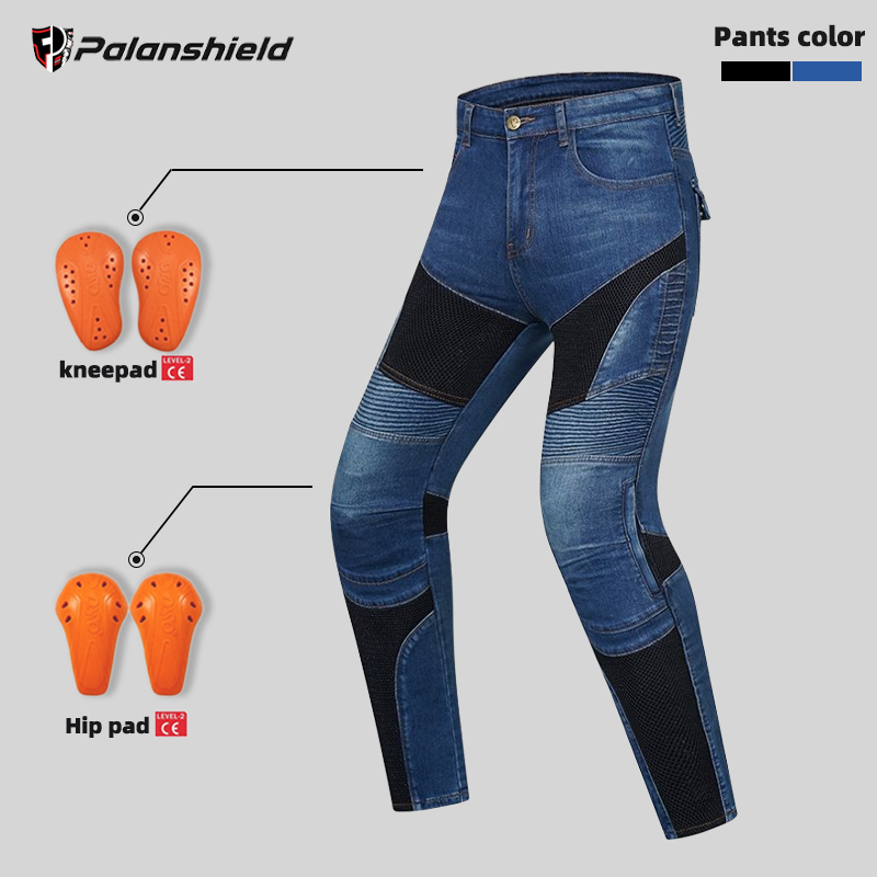 Motorcycle Gear Blue - รถจักรยานยนต์กลางแจ้งผู้ชายกางเกงป้องกันเกียร์ขี่สําหรับการเดินทางสีฟ้าสีดํามอเตอร์ไซด์กางเกงเข่าสะโพก Pads Motocross Moto กางเกงยีนส์