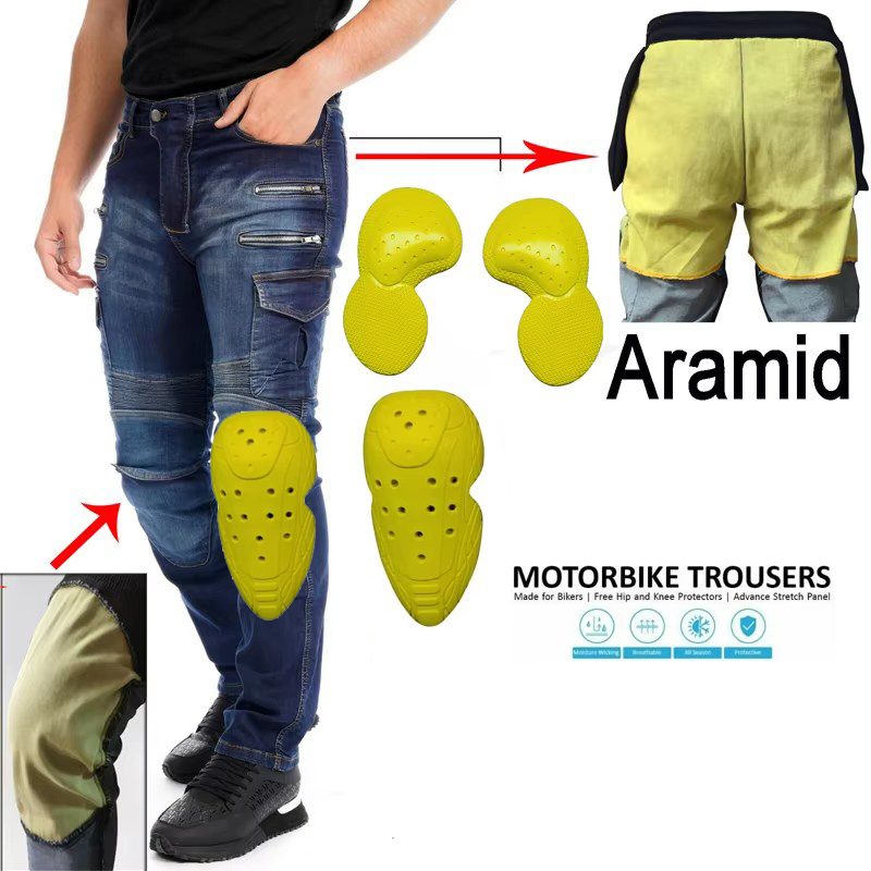 กางเกงมอเตอร์ไซค์อะรามิดสำหรับ - Motorcycle Gear Blue บทวิจารณ์และราคา